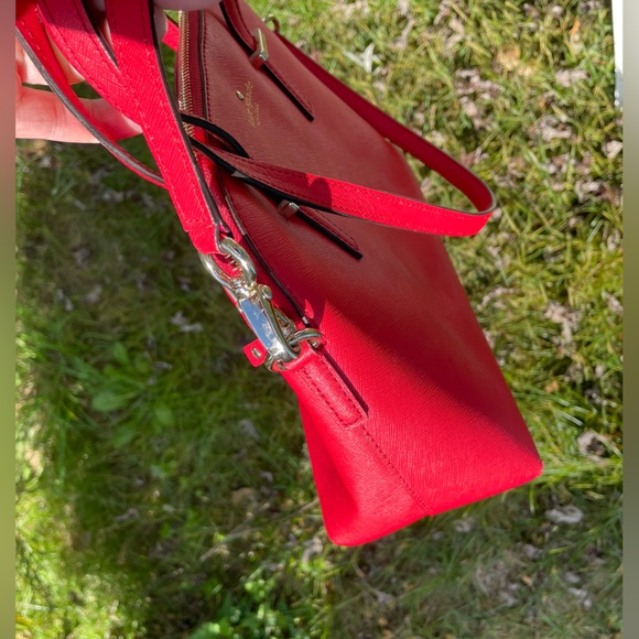 Kate Spade’s Red Leather Zip Top Satchel - Picture 3 of 13